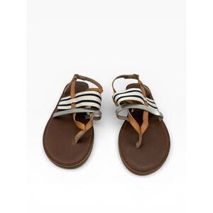 Mossimo Supply Co Womens 11 Brown Silver Striped Strappy Flat Sandals F16904497